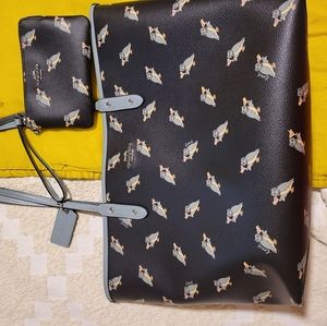 Coach Reversible City Tote + Wristlet - Parry Owl